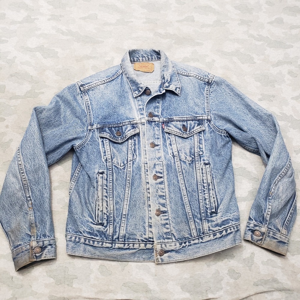 Vintage Levis Trucker Jacket Men 42 Blue Type 3 Made In USA Denim 80s Button 523